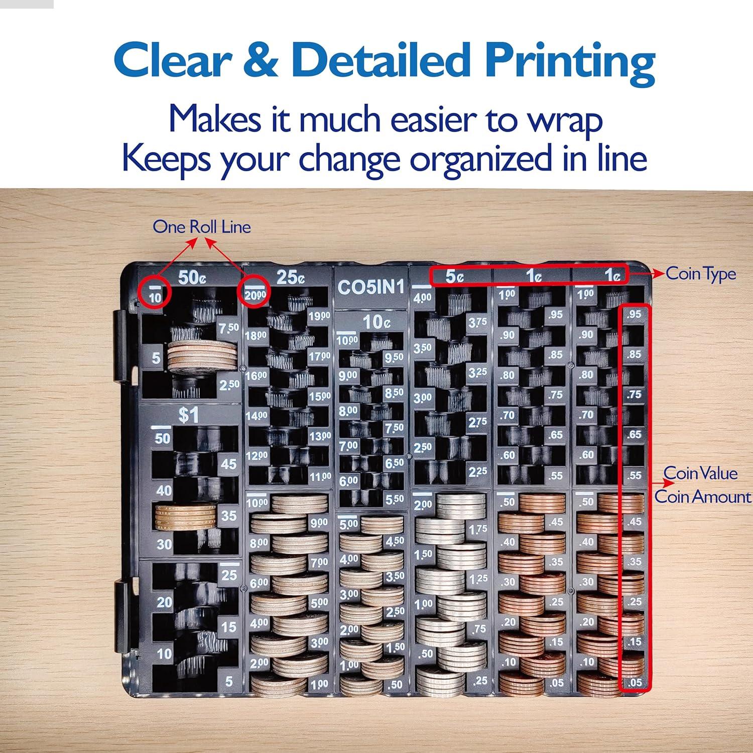 Bandeja de Clasificación de Monedas CO5IN1 con Tapa - Organizador