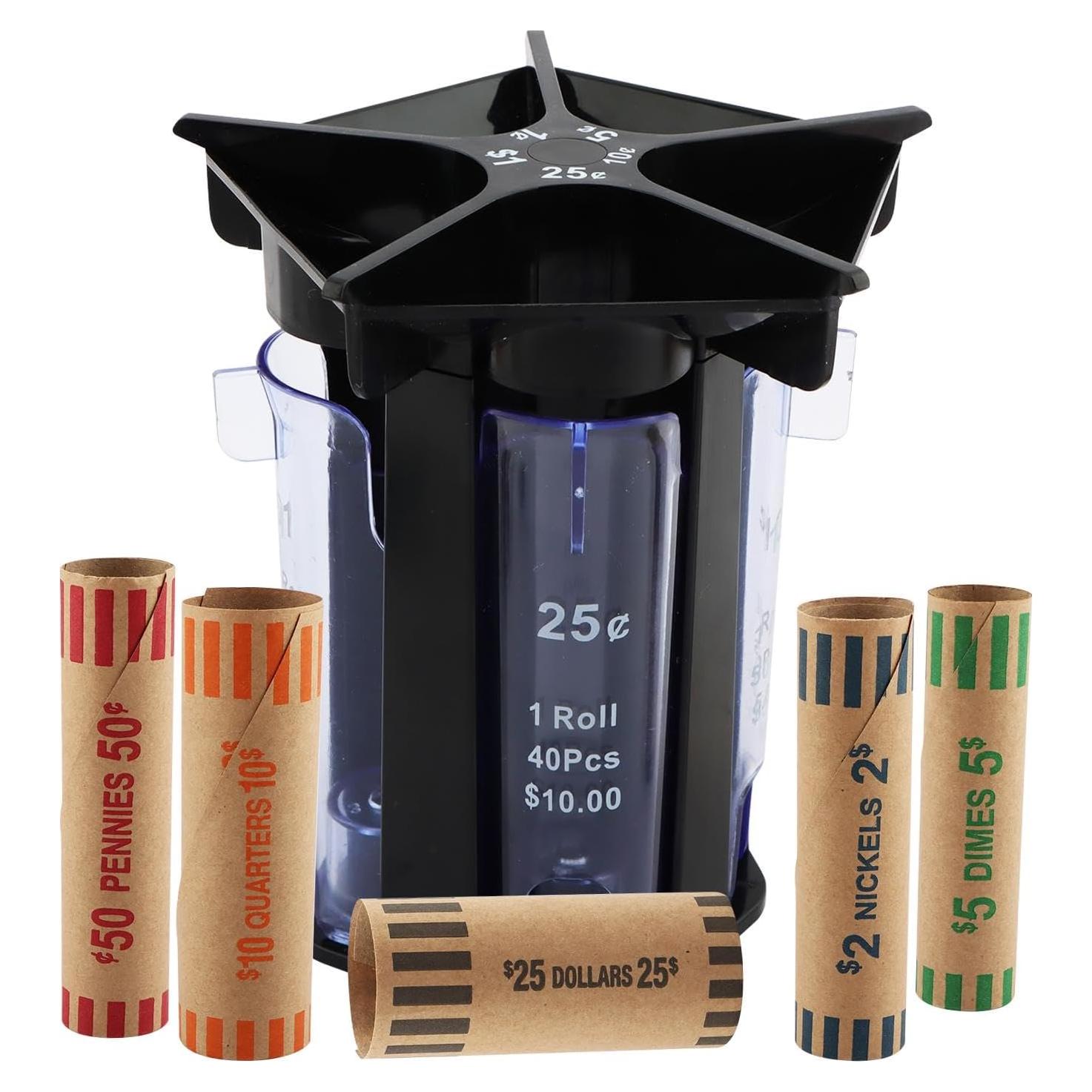 Contador de Monedas 5-en-1 Trasylph Negro, Organizador Eficaz