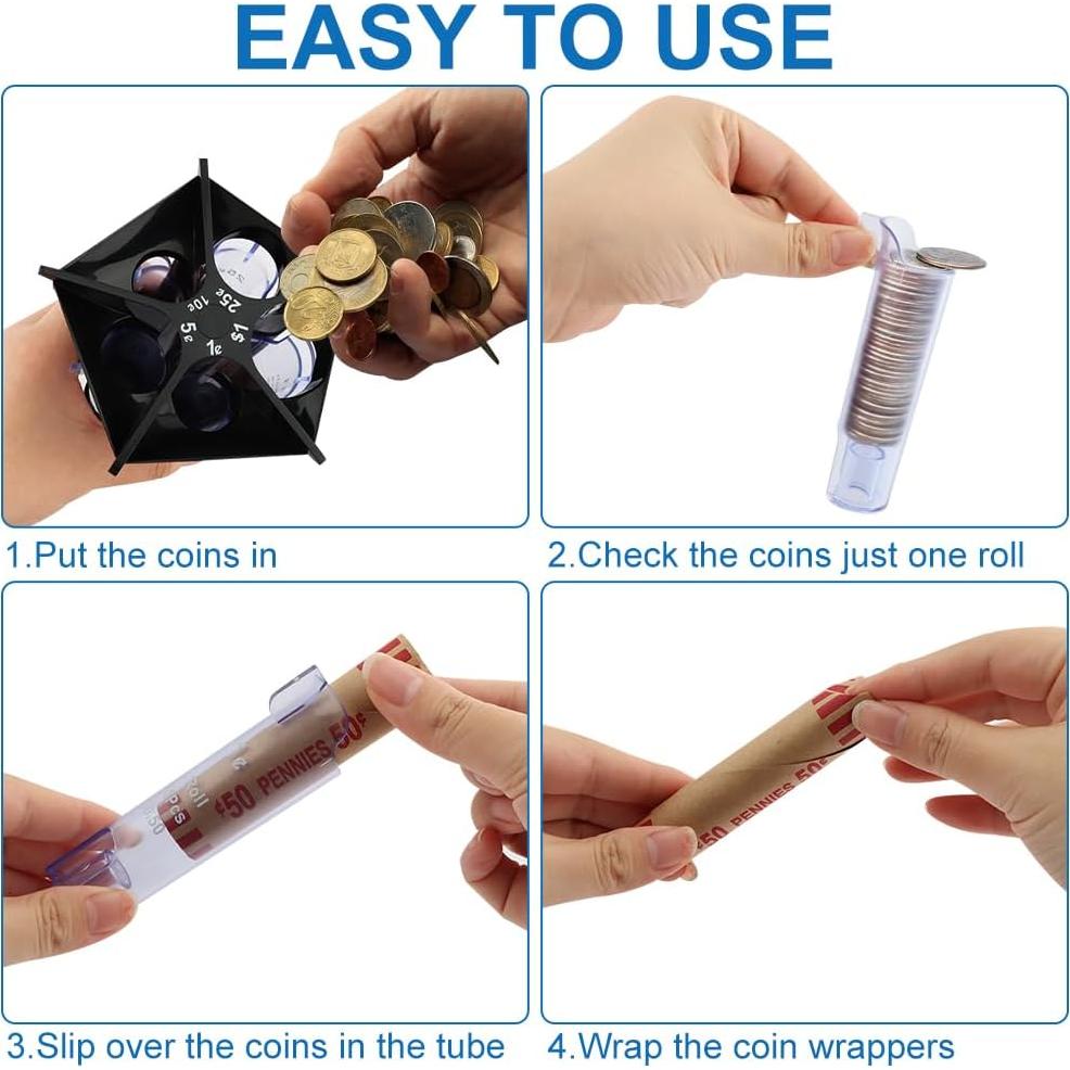 Contador de Monedas 5-en-1 Trasylph Negro, Organizador Eficaz