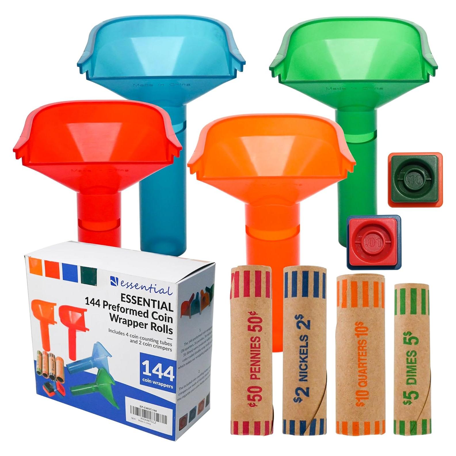Juego de Envolturas de Monedas 144 Pcs ESENCIAL con Tubos