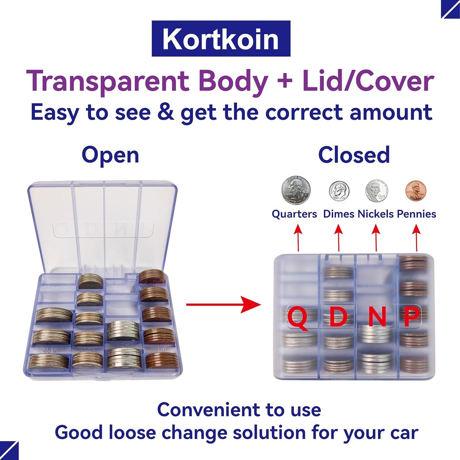 Soporte de Monedas para Auto Kortkoin - 2 Piezas, Organizador Práctico