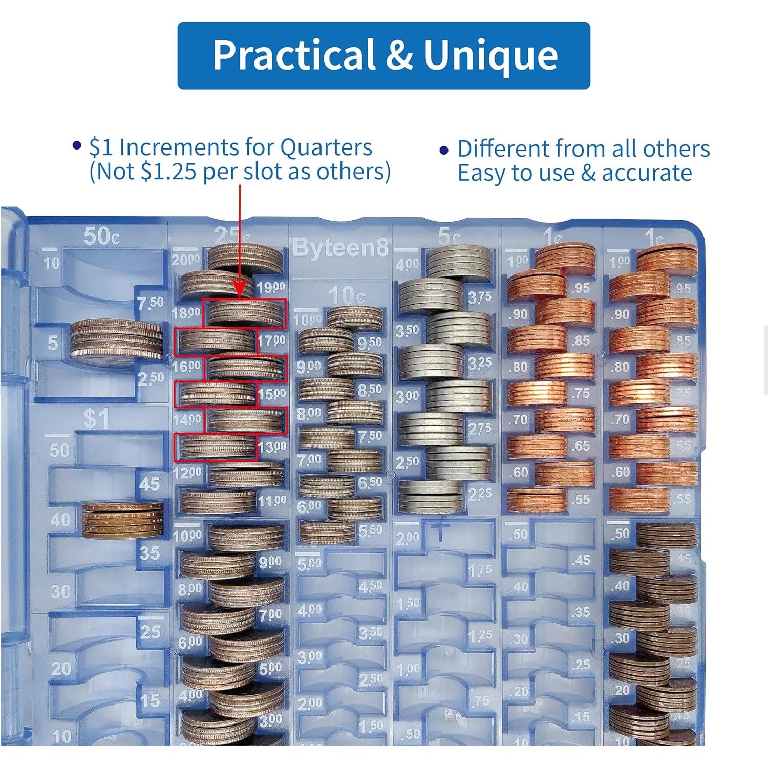 Bandeja Contadora de Monedas Byteen8 con Tapa - 530 Piezas