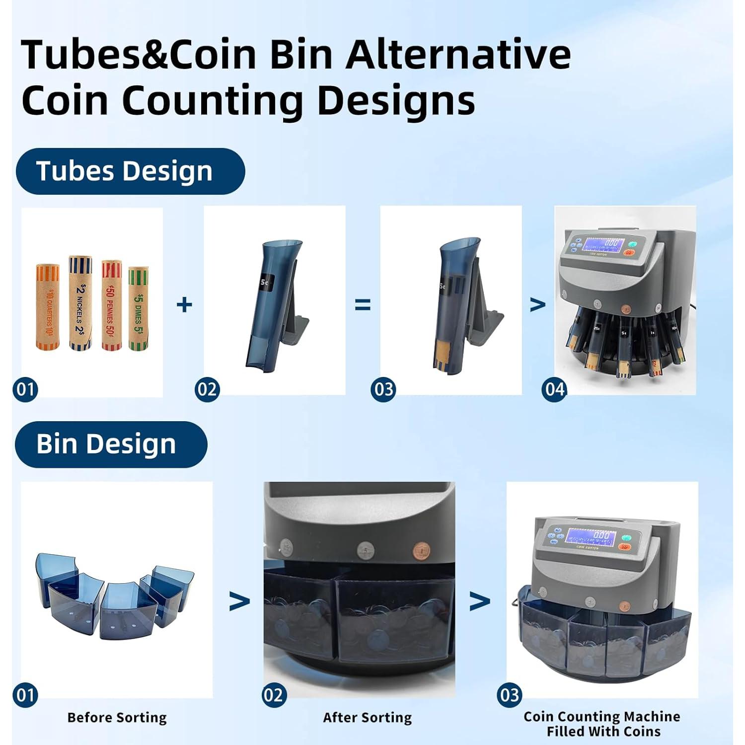 Contadora de Monedas Automática Aifieego CM001 con 48 Envoltorios