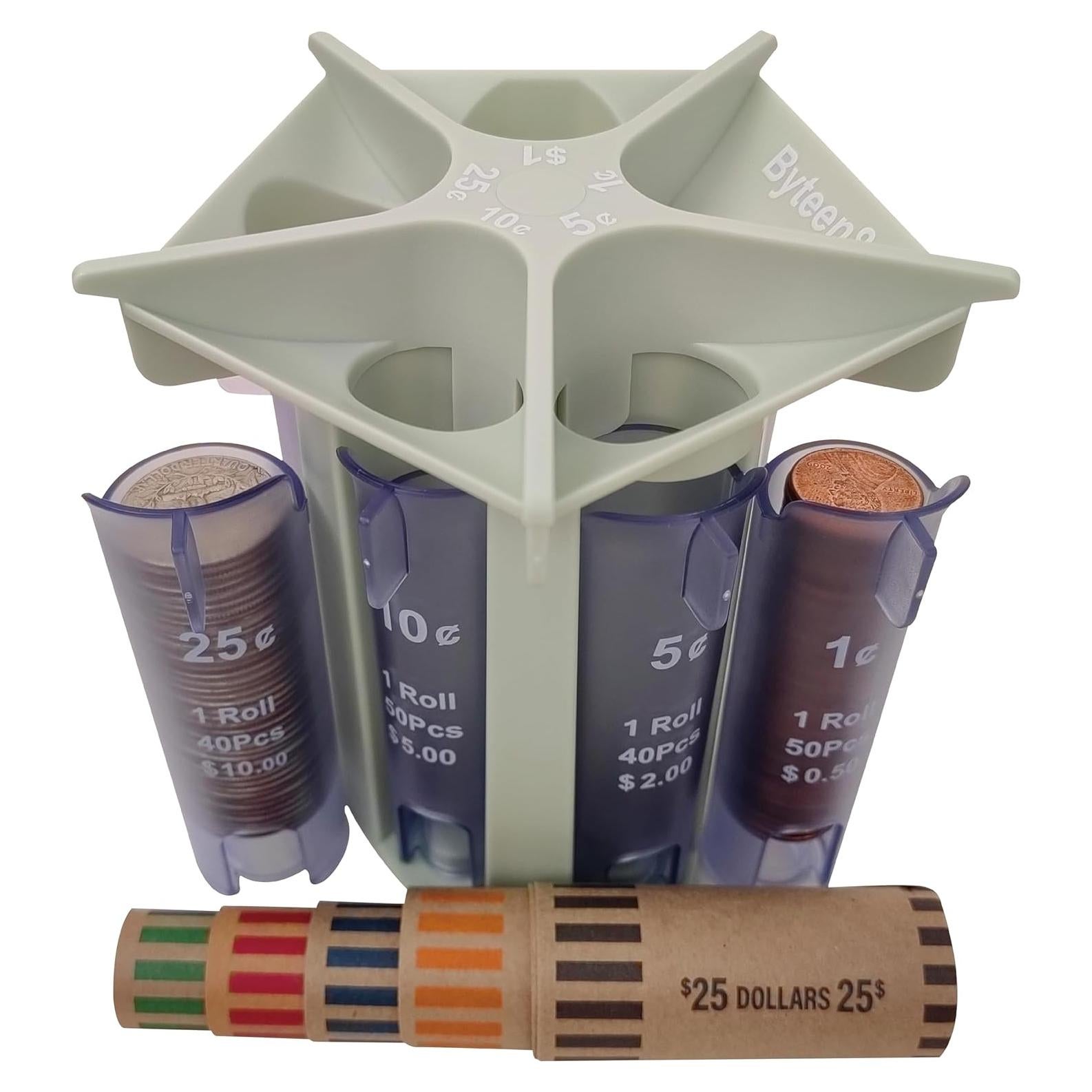 Tubo Clasificador de Monedas Byteen8 Verde Claro - Organizador Rápido