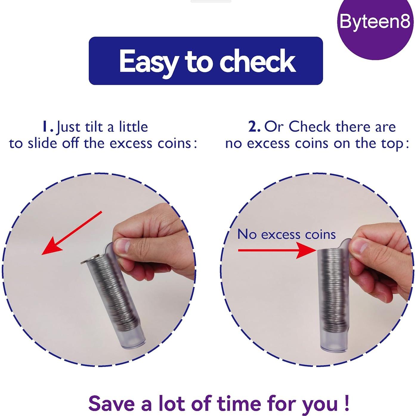 Tubo Clasificador de Monedas Byteen8 Verde Claro - Organizador Rápido