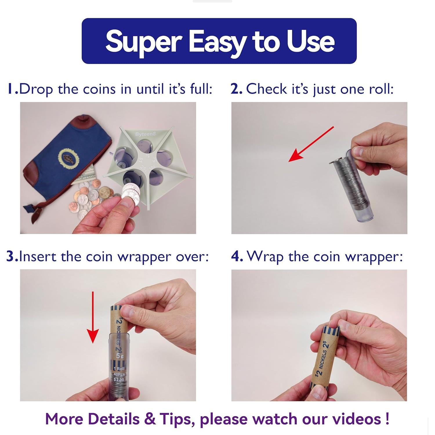 Tubo Clasificador de Monedas Byteen8 Verde Claro - Organizador Rápido
