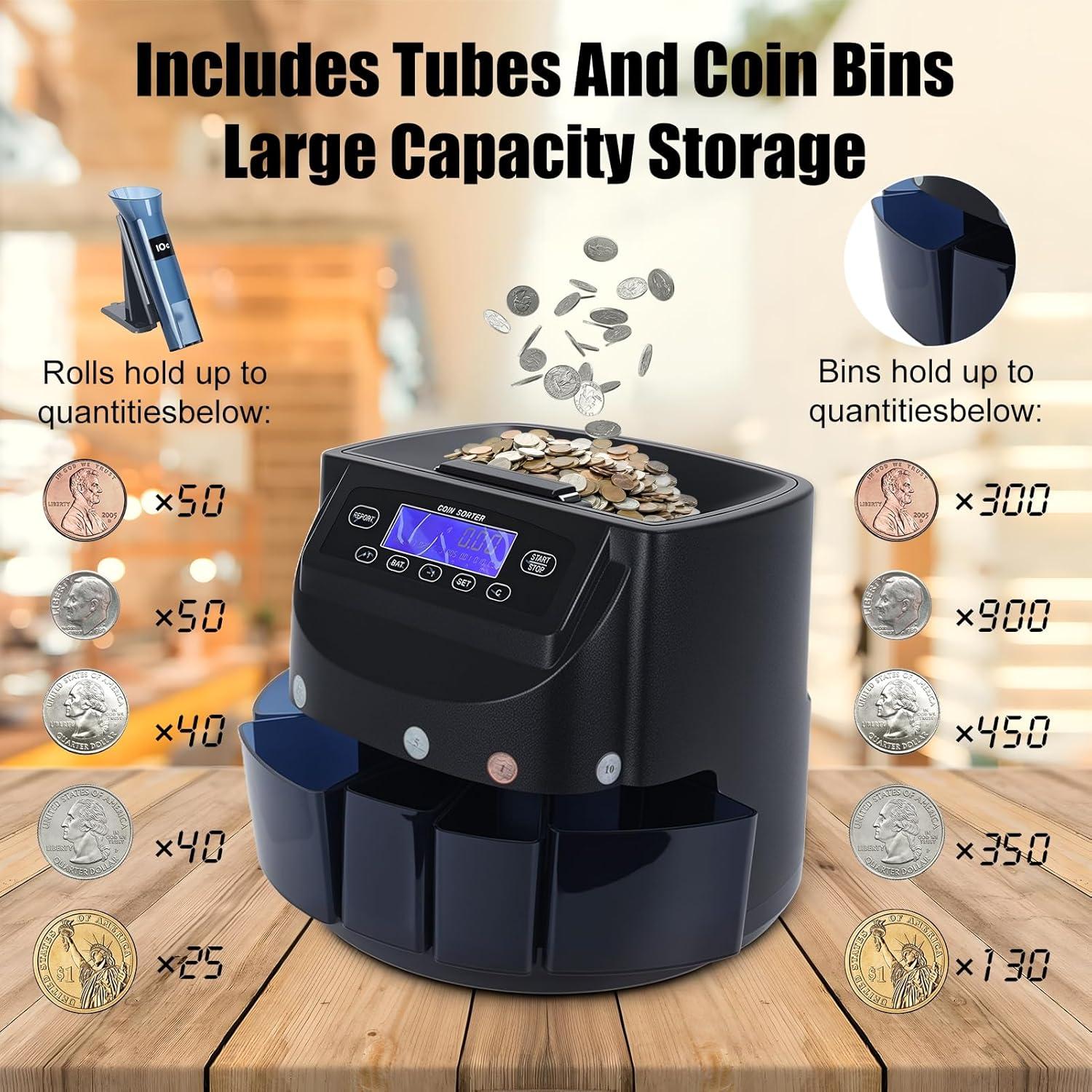 Máquina Contadora de Monedas Walbest Azul, 500 Monedas, LCD