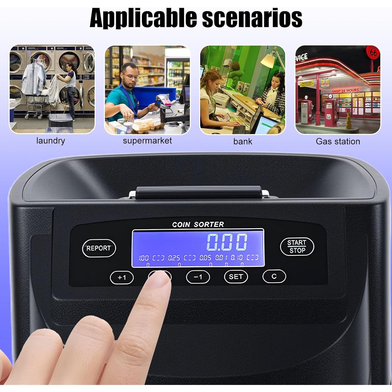 Máquina Contadora de Monedas Walbest Azul, 500 Monedas, LCD