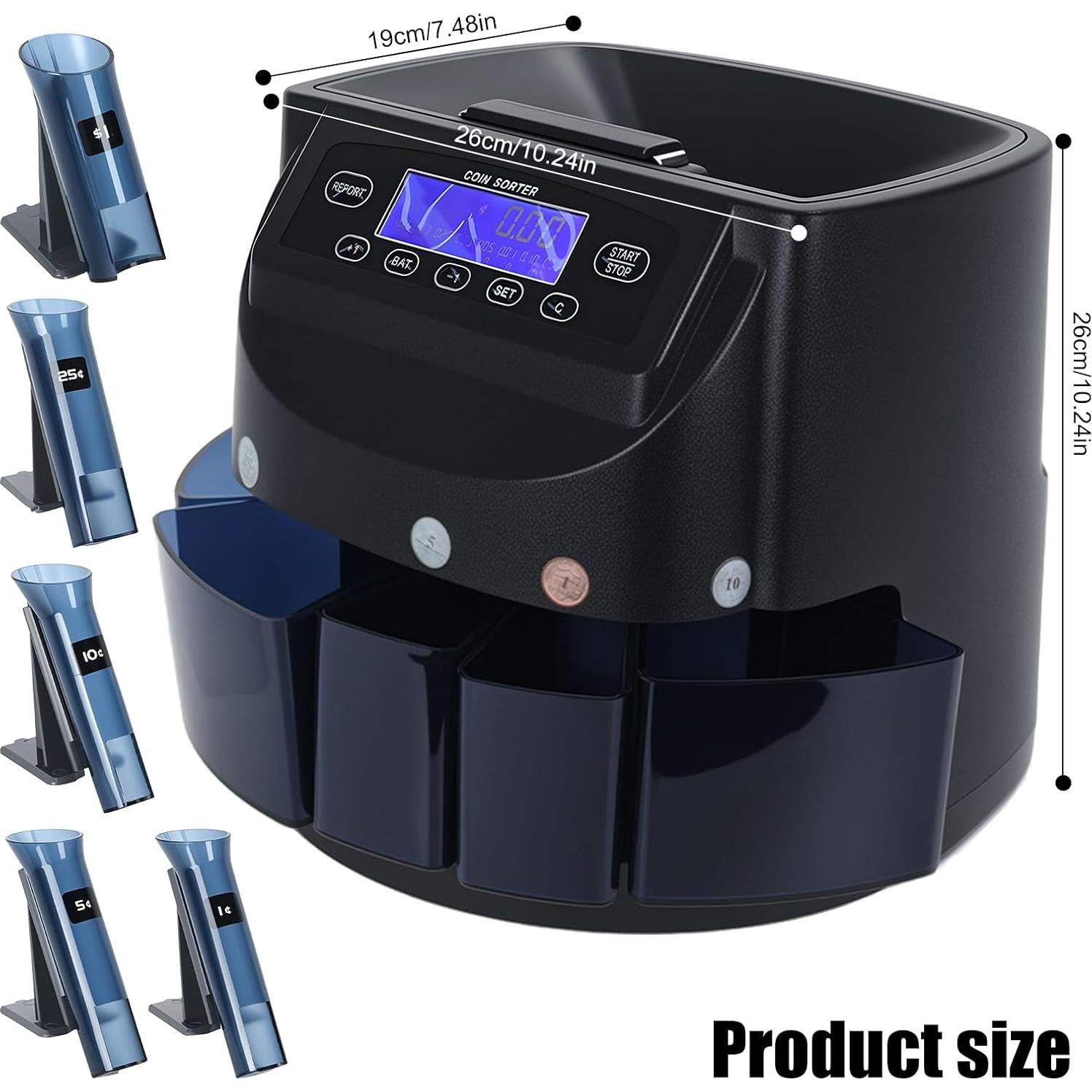 Máquina Contadora de Monedas Walbest Azul, 500 Monedas, LCD