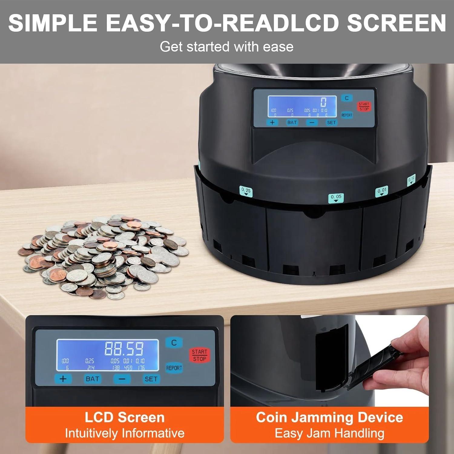 Contadora de Monedas Genérico 300 monedas/min, Pantalla LED