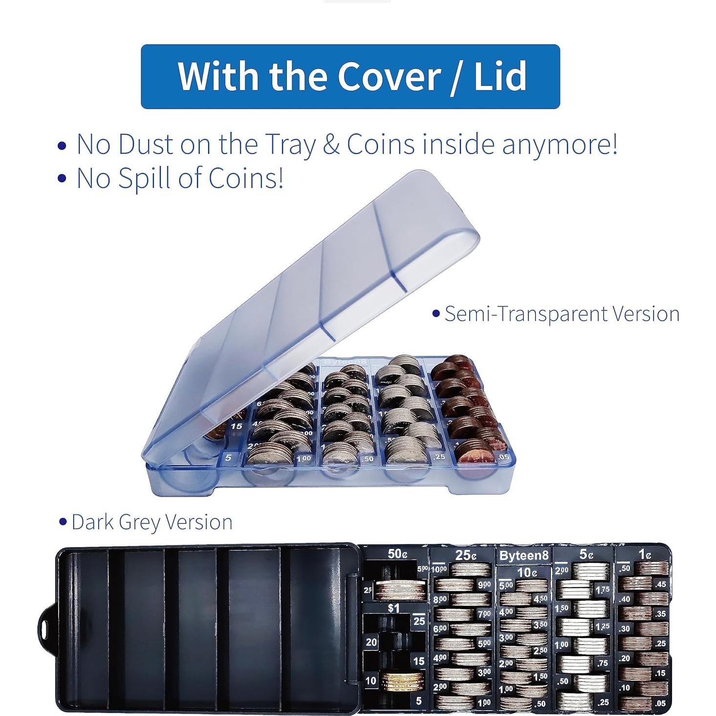 Bandeja Contadora de Monedas Byteen8 con Tapa - 2 Paquetes