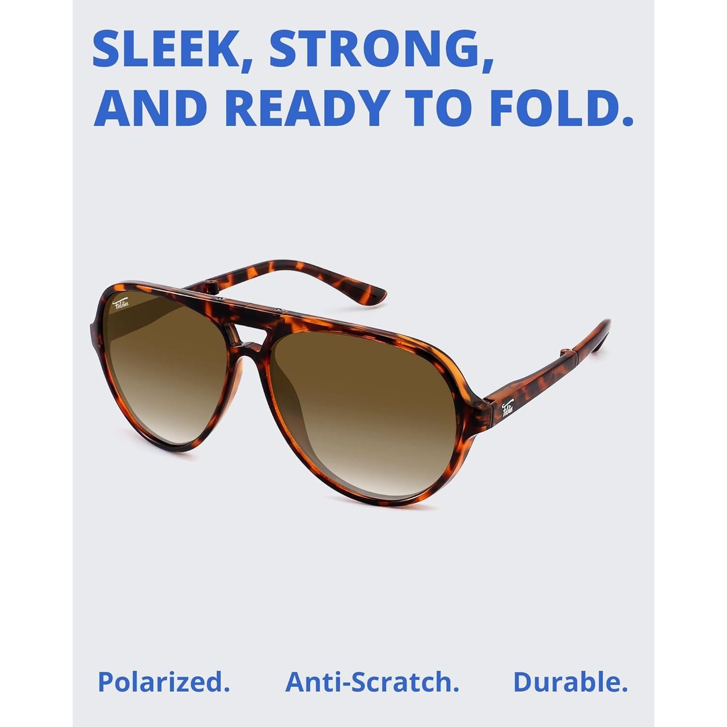 Gafas de sol plegables Newman UV400 con estuche de cuero