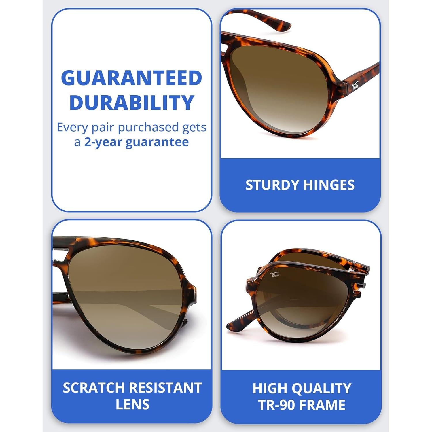 Gafas de sol plegables Newman UV400 con estuche de cuero