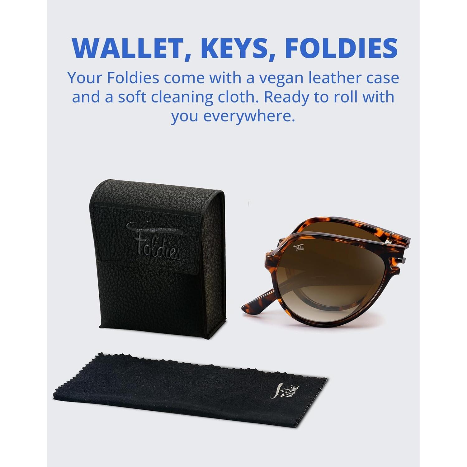 Gafas de sol plegables Newman UV400 con estuche de cuero