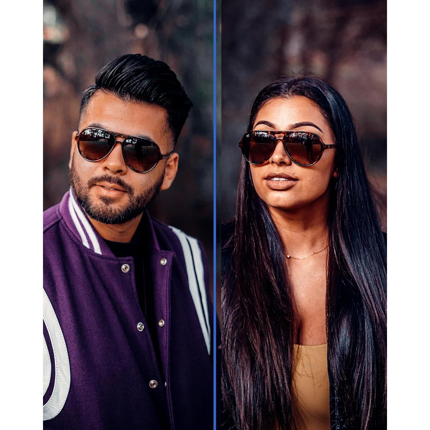 Gafas de sol plegables Newman UV400 con estuche de cuero