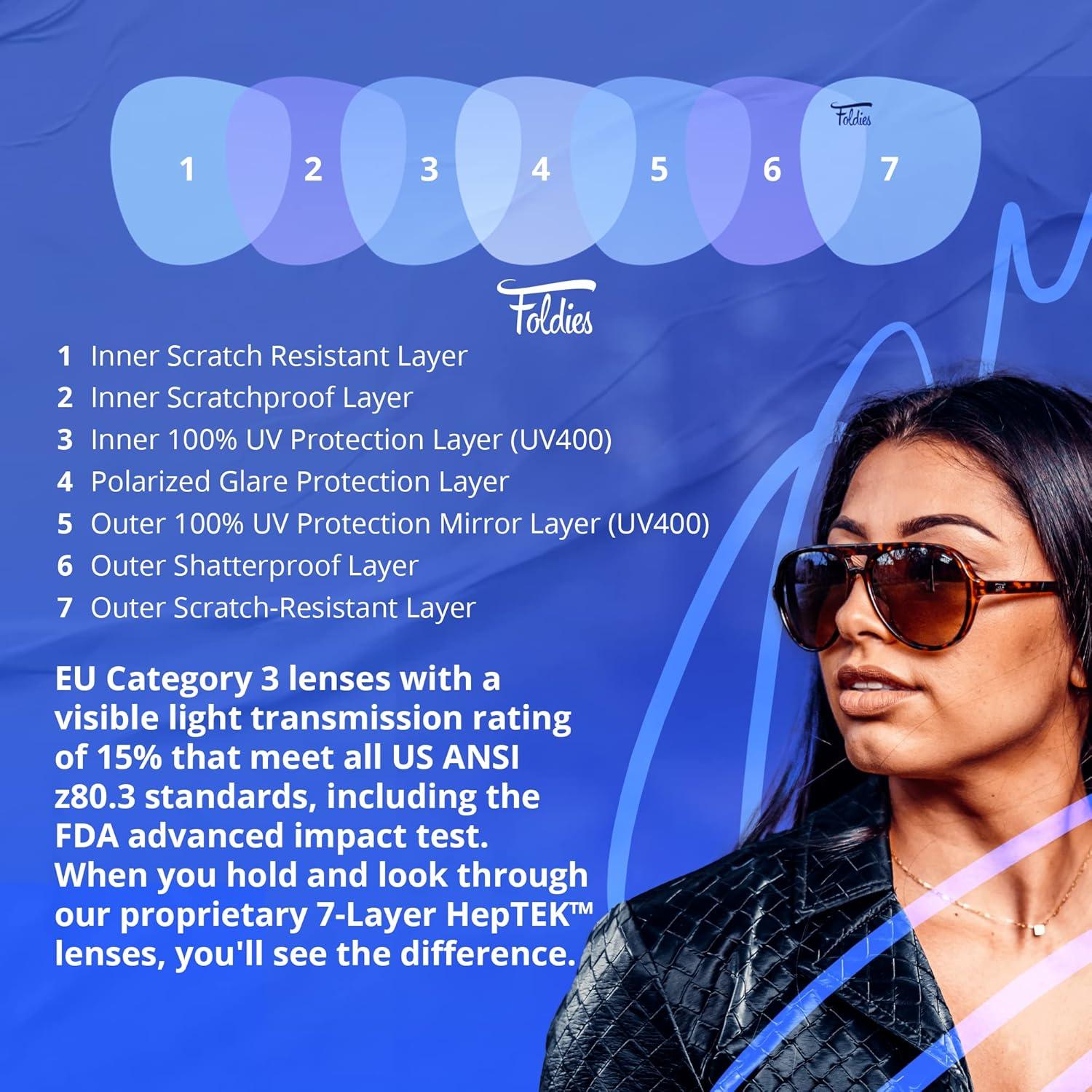 Gafas de sol plegables Newman UV400 con estuche de cuero