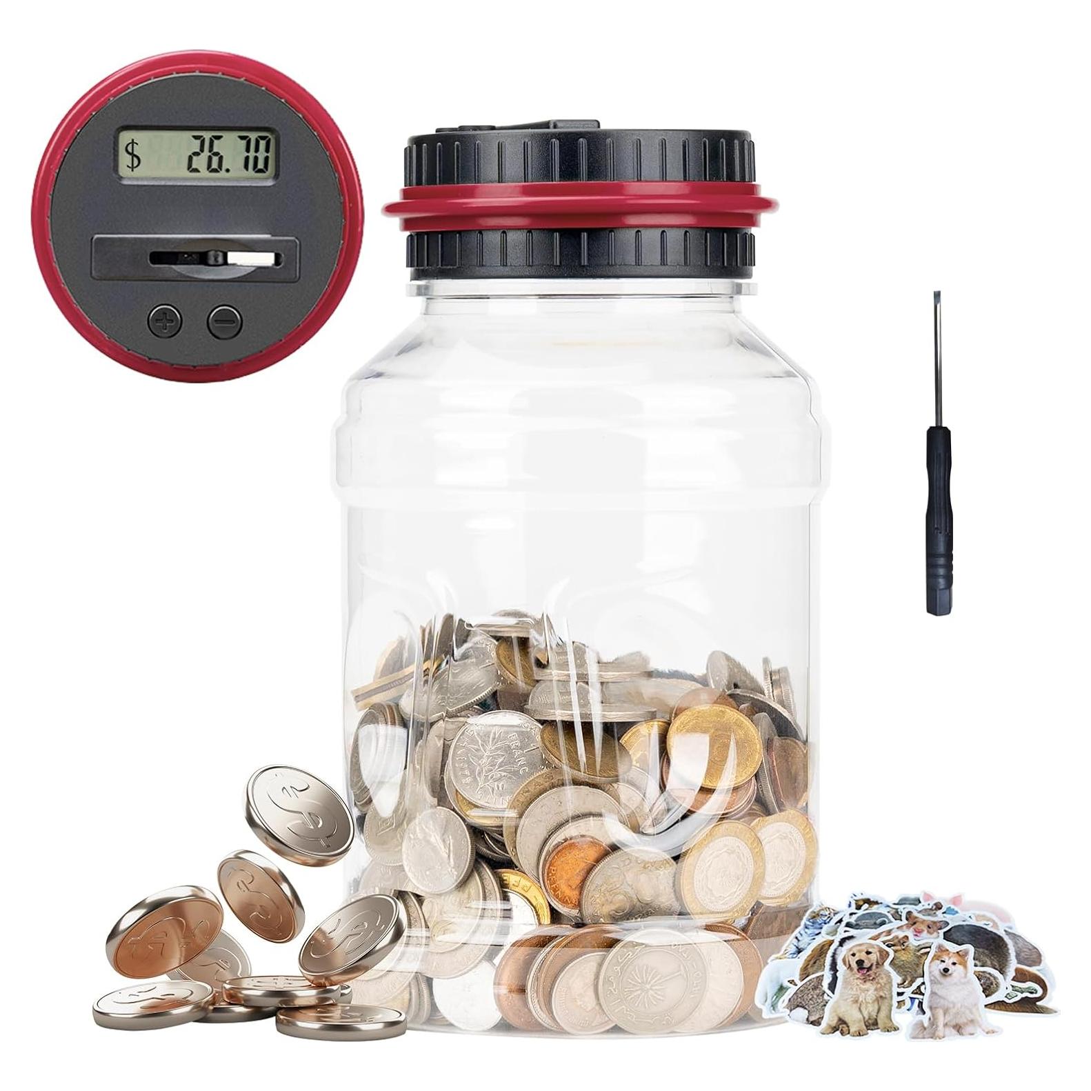 Banco de Ahorro Digital Totola 1.8L con Pantalla LCD Rojo