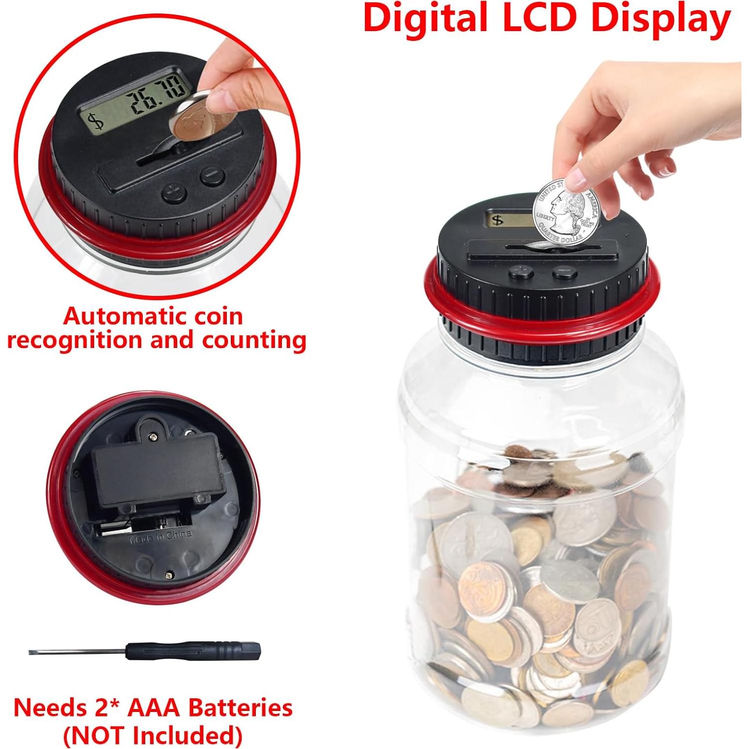 Banco de Ahorro Digital Totola 1.8L con Pantalla LCD Rojo