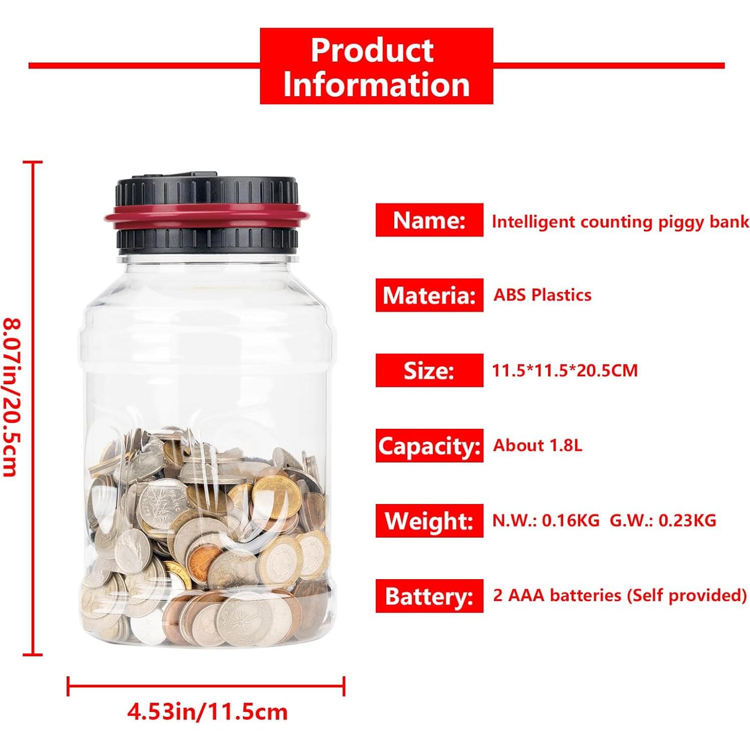 Banco de Ahorro Digital Totola 1.8L con Pantalla LCD Rojo