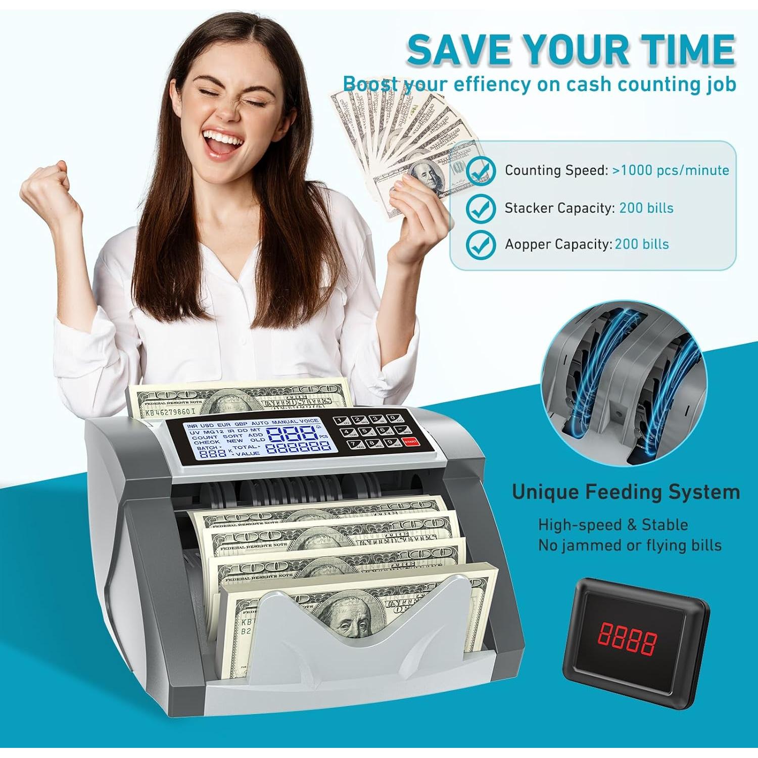 Contadora de Dinero Eizeny KzT0117 Doble Motor 1000 billetes/min