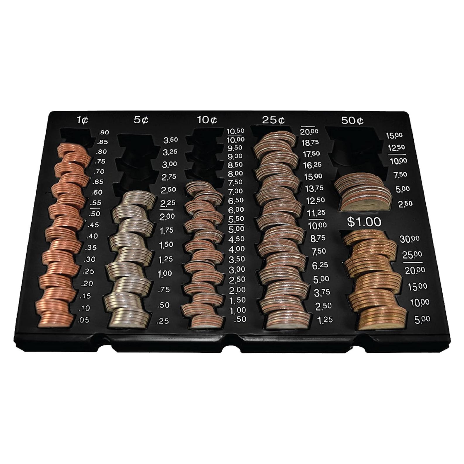 Bandeja de Monedas Sueltas BankSupplies | Negro/Blanco | 6 Denominaciones