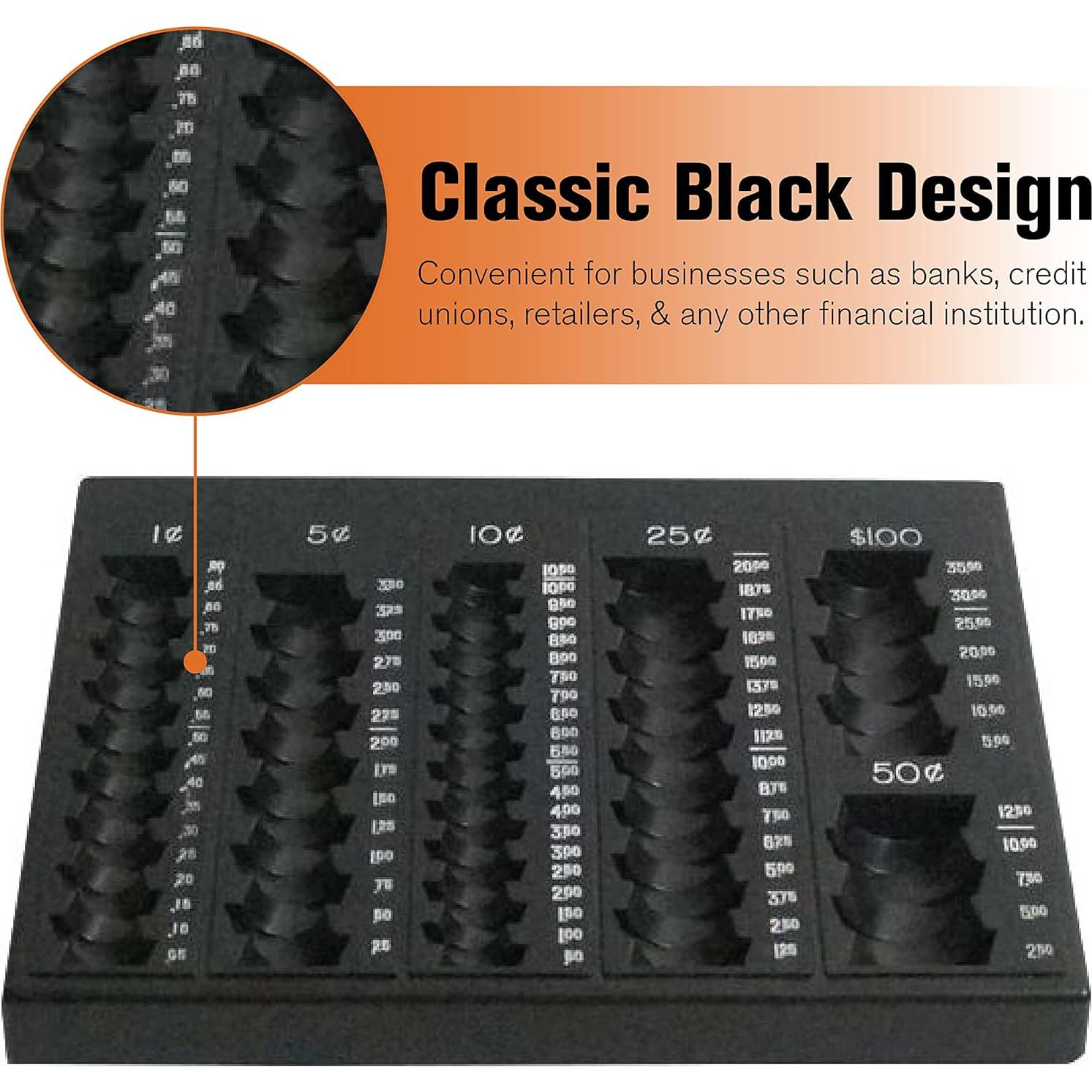 Bandeja de Monedas Sueltas BankSupplies | Negro/Blanco | 6 Denominaciones