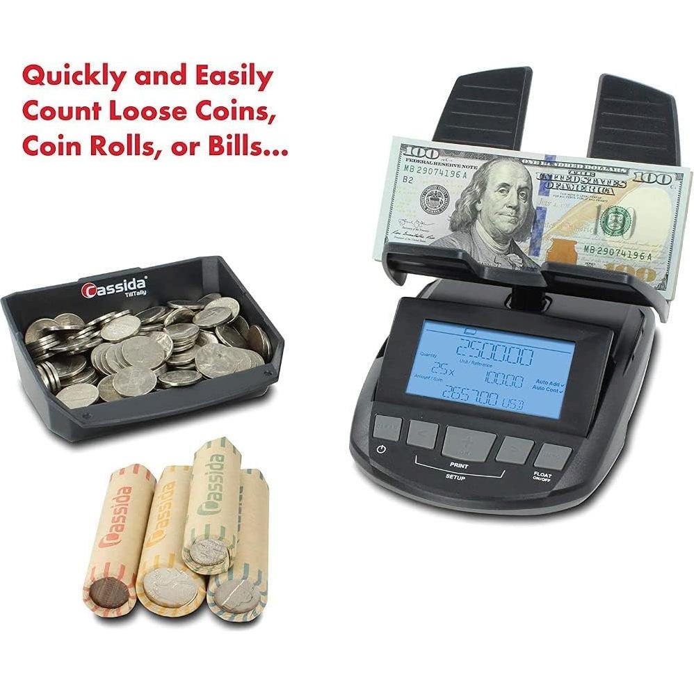 Contador de Billetes y Monedas Cassida Till Tally, Negro