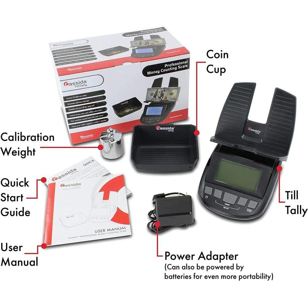 Contador de Billetes y Monedas Cassida Till Tally, Negro