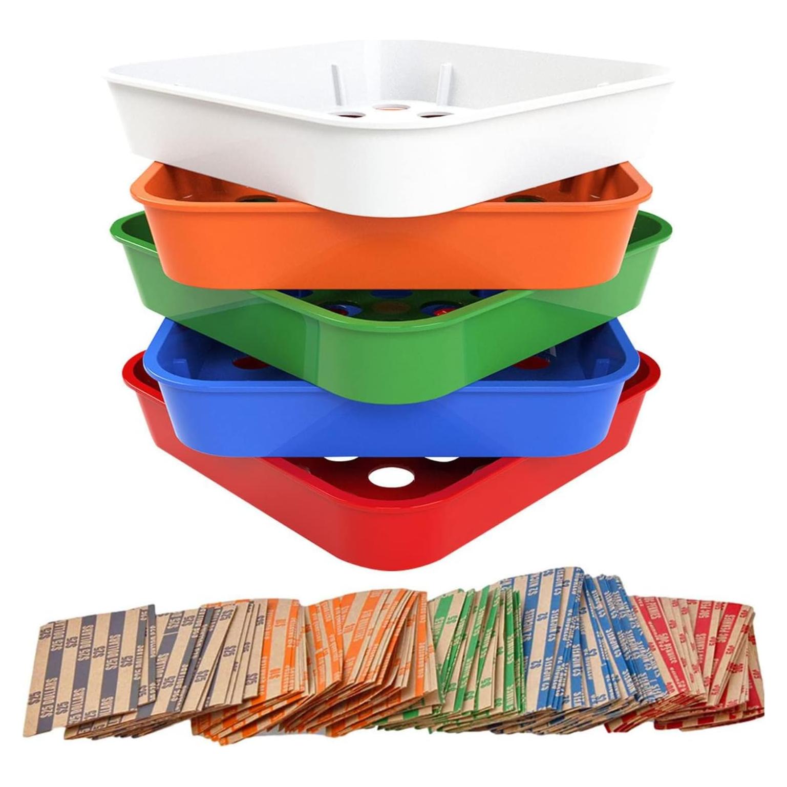 Bandeja Clasificadora de Monedas Budgetizer - 5 Bandejas + 110 Envoltorios