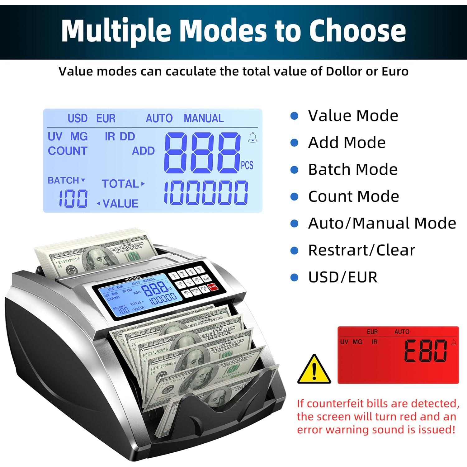 Contadora de Dinero PONNOR AL-5100 con Detección UV/IR
