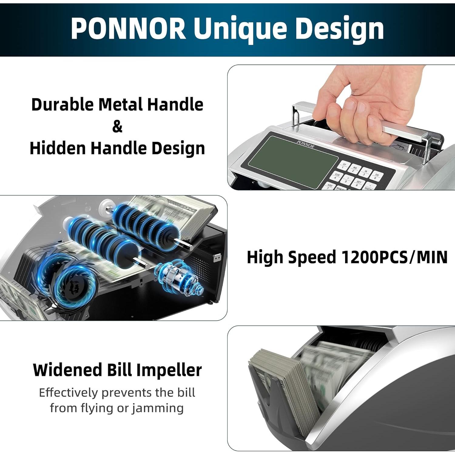 Contadora de Dinero PONNOR AL-5100 con Detección UV/IR