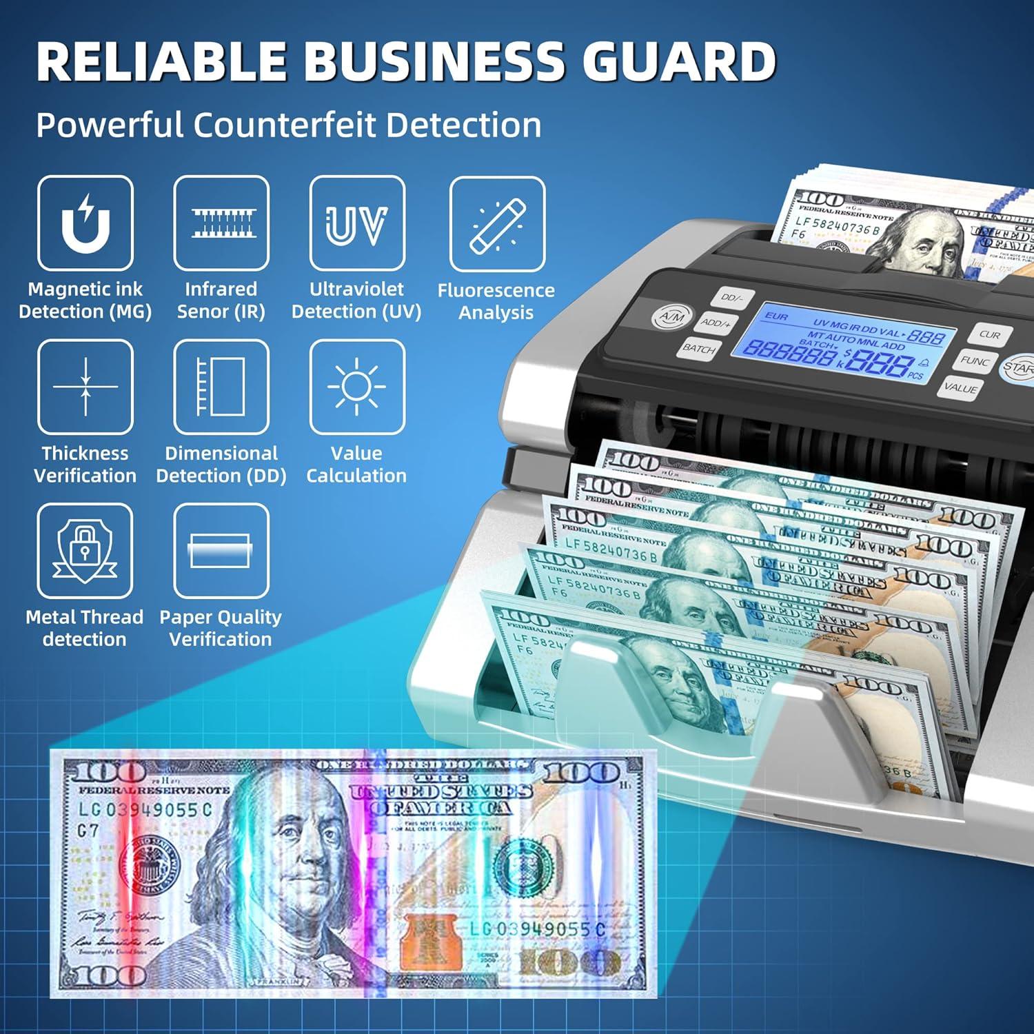 Contadora de Dinero PONNOR K06 con Detección de Falsificaciones