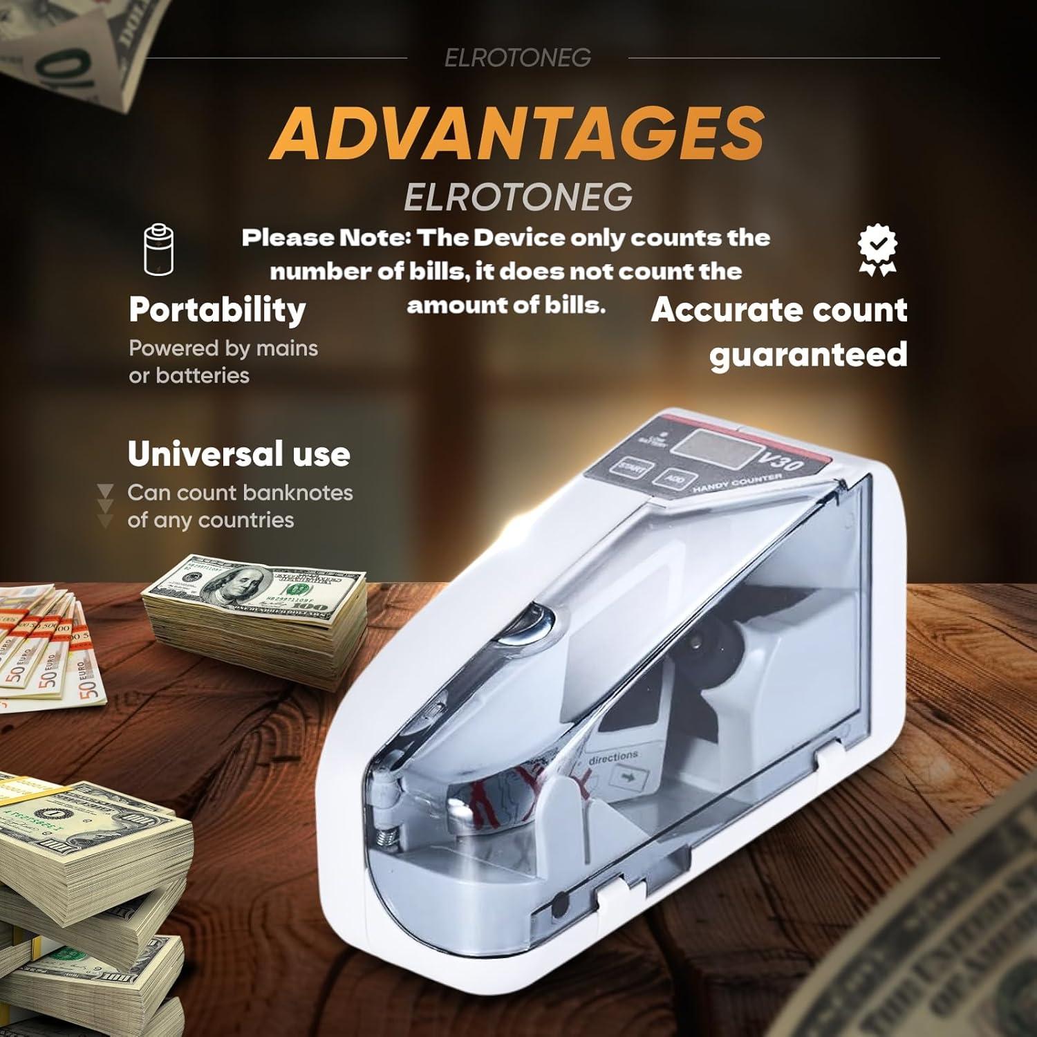 Máquina Contadora de Dinero ELROTONEG V30, 600 billetes/min