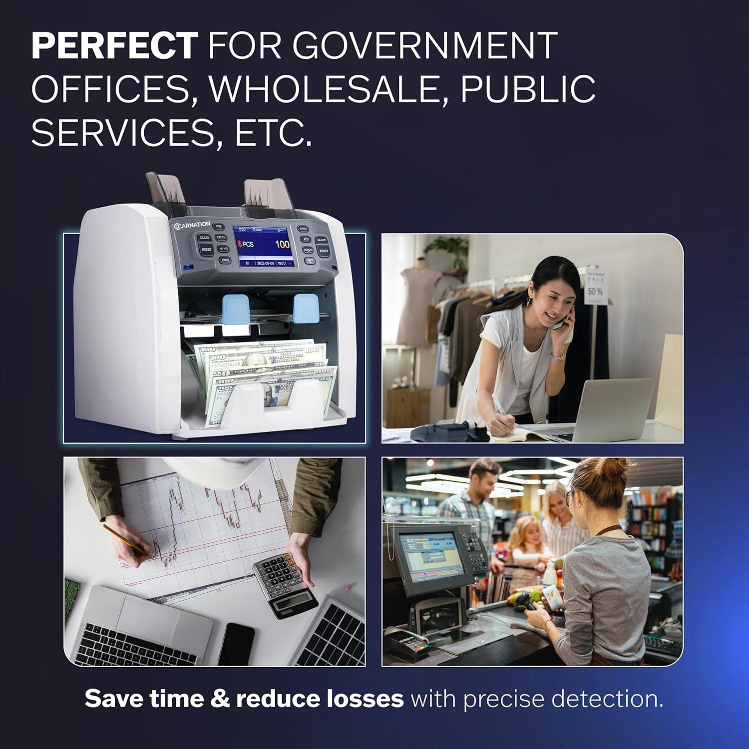 Contador de Billetes CARNATION CR1500 Multimoneda 1100/min