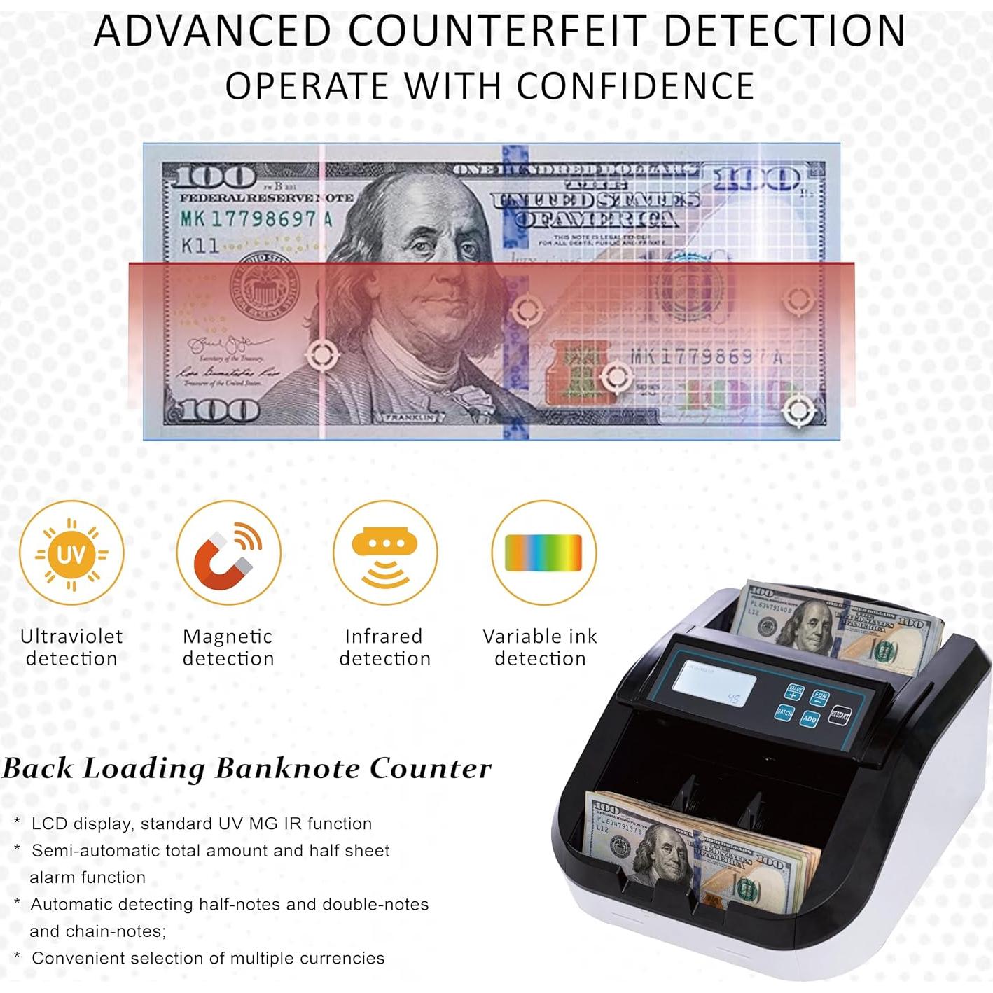Contador de Billetes Oukeyer H-308 con Detección UV/IR