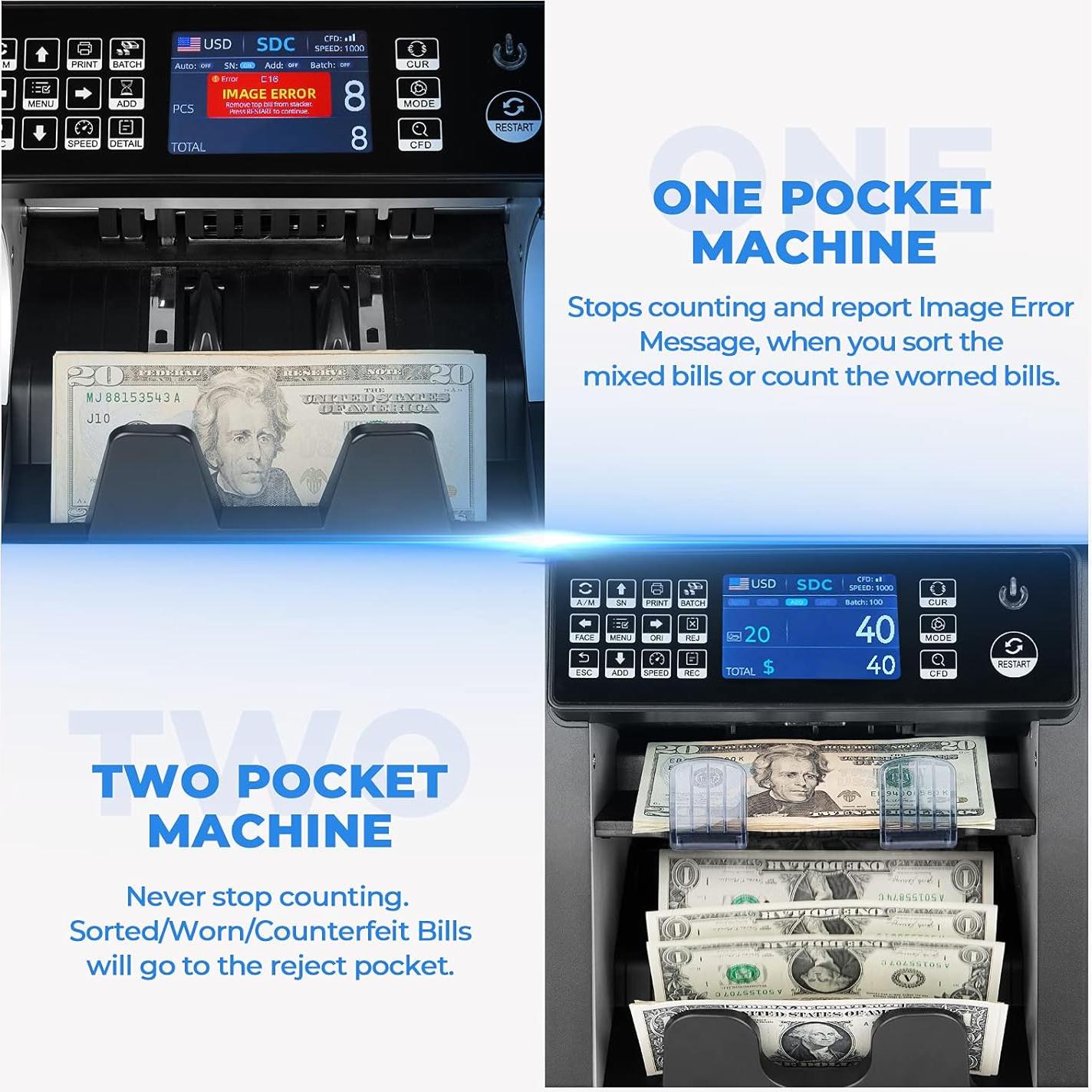 Contadora de Dinero MUNBYN IMC08 Dual con Detección de Falsificaciones