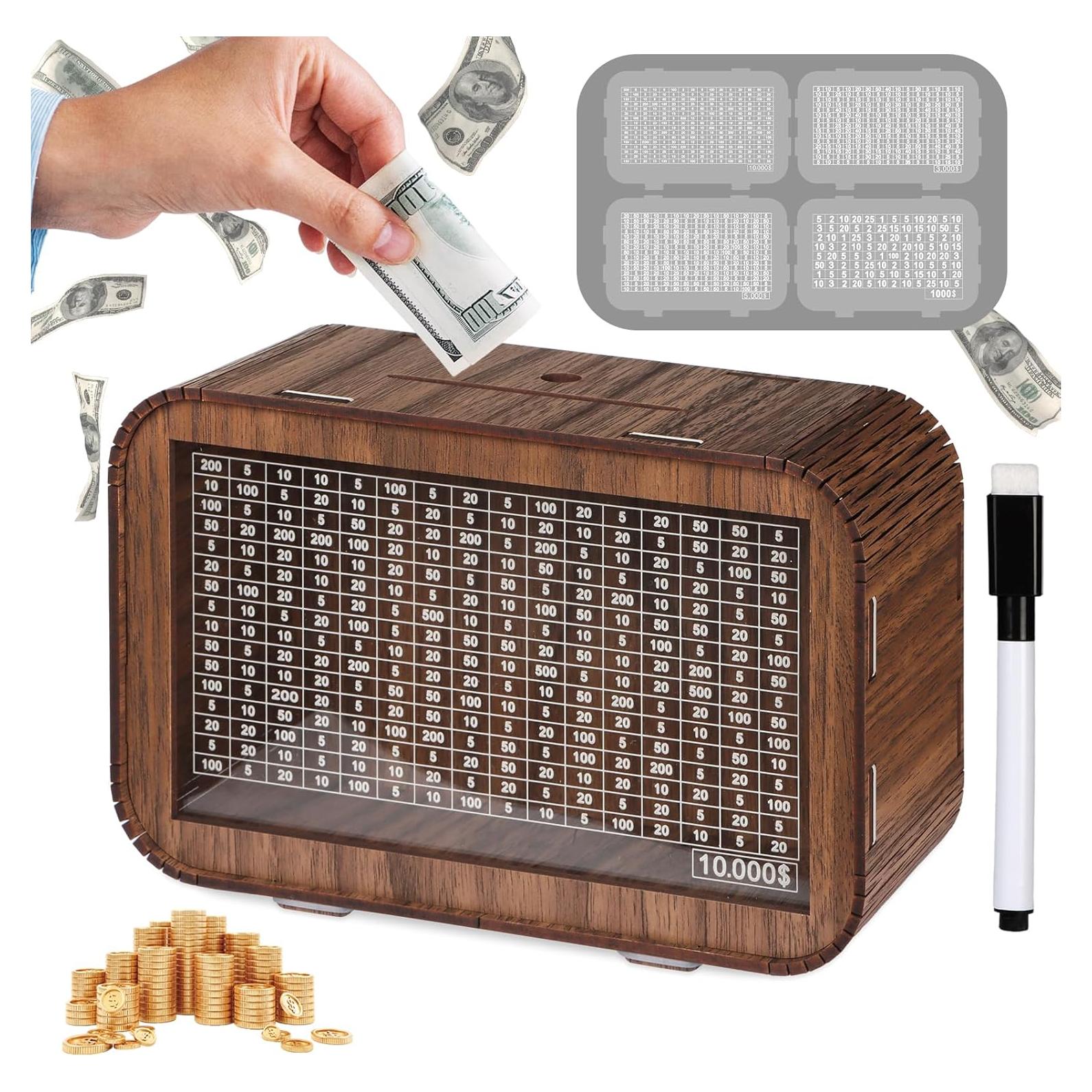 Caja de Ahorros de Madera Giftota 4-en-1 con Contador