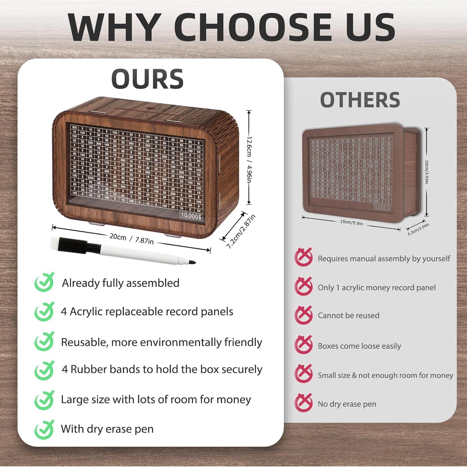 Caja de Ahorros de Madera Giftota 4-en-1 con Contador