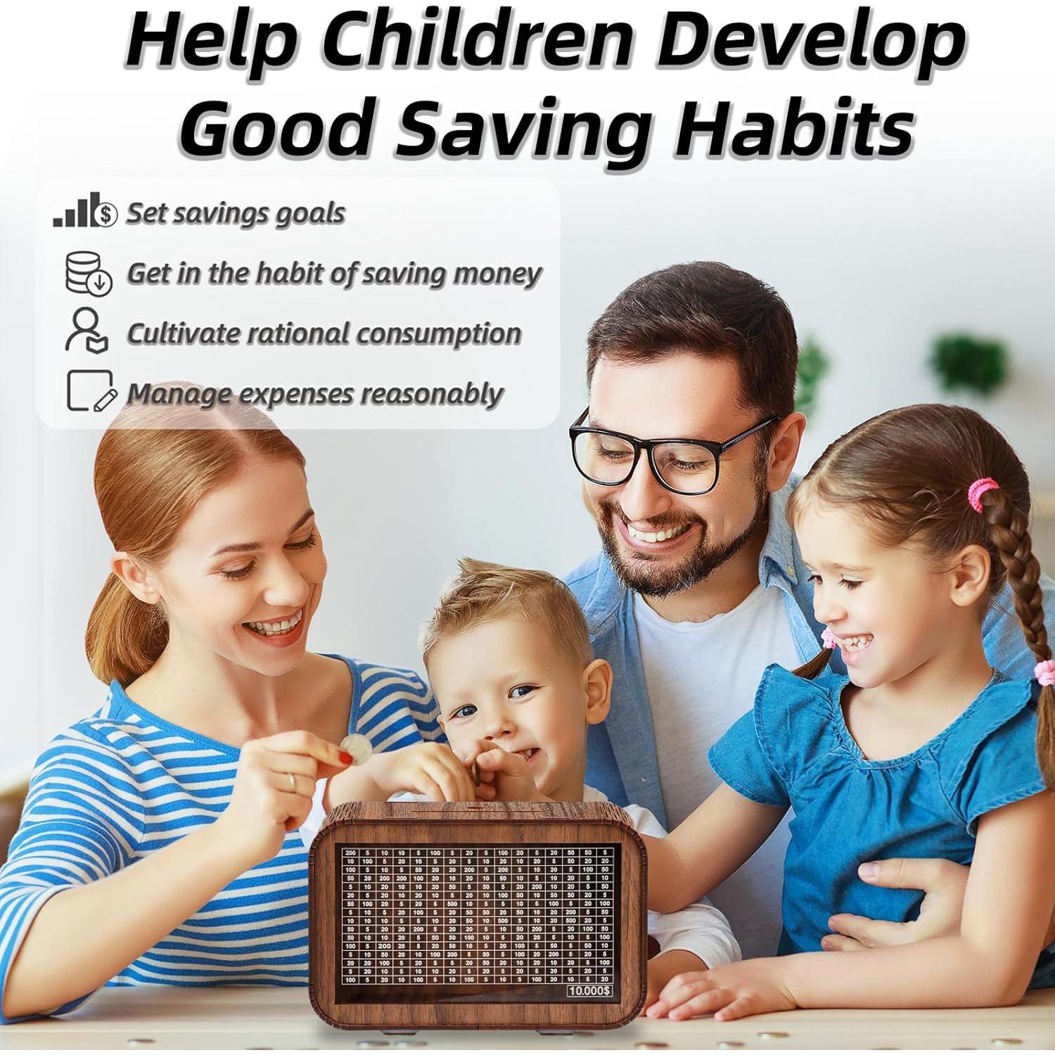 Caja de Ahorros de Madera Giftota 4-en-1 con Contador