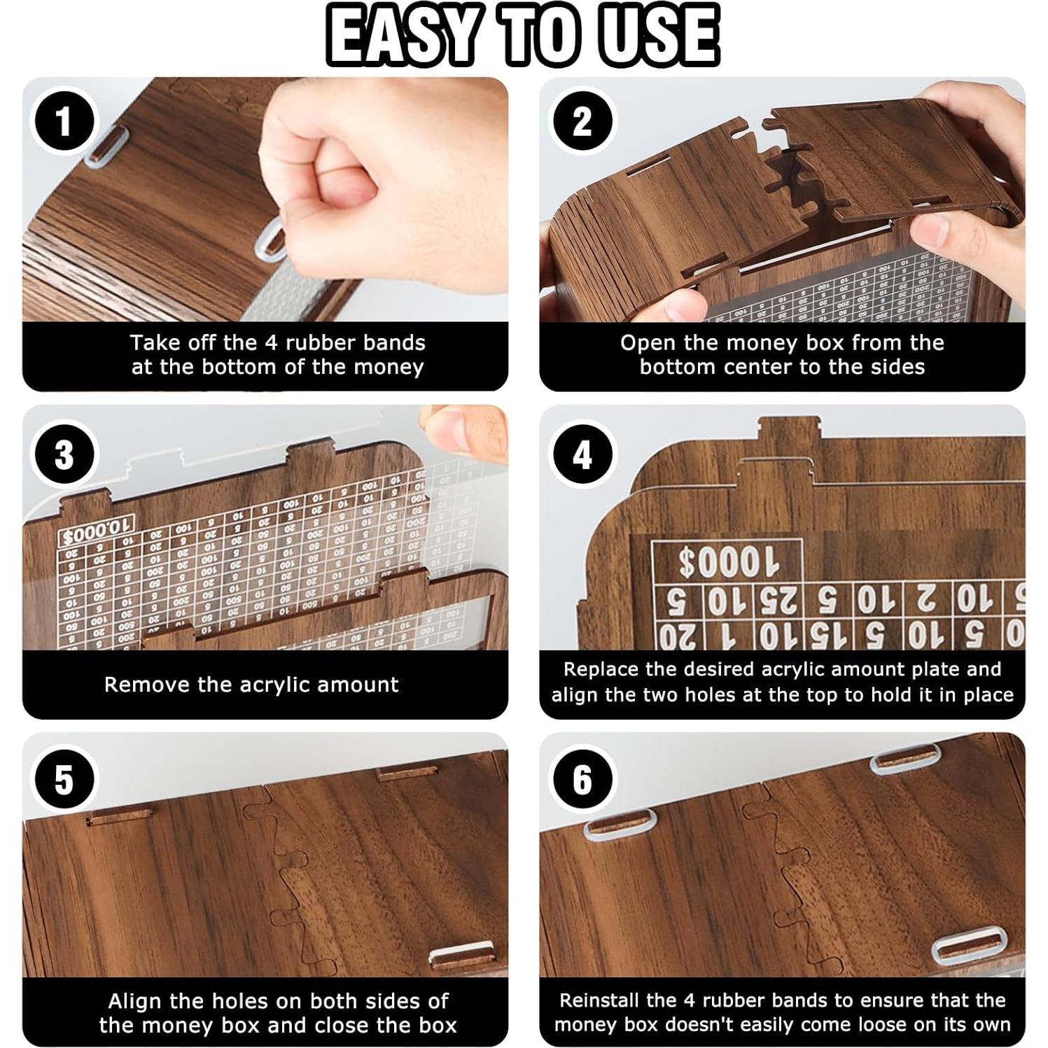 Caja de Ahorros de Madera Giftota 4-en-1 con Contador