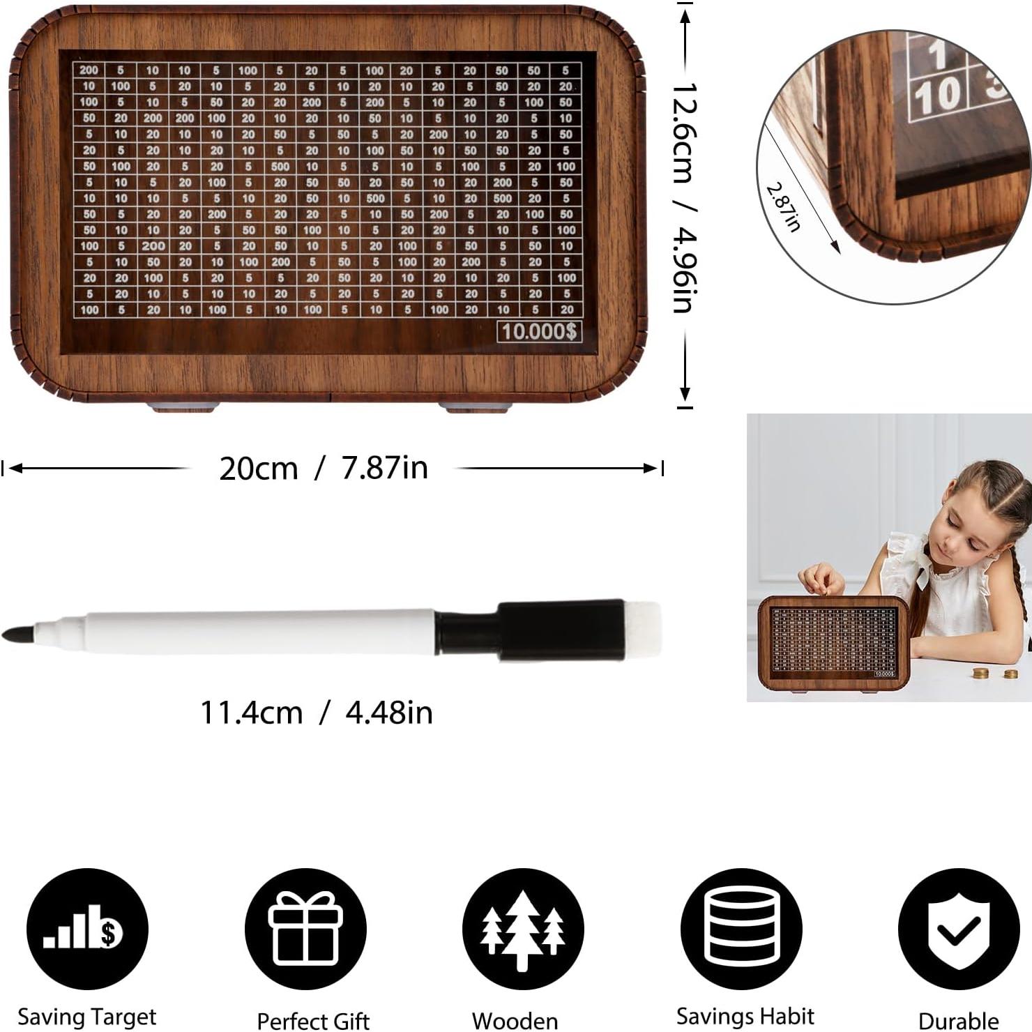 Caja de Ahorros de Madera Giftota 4-en-1 con Contador