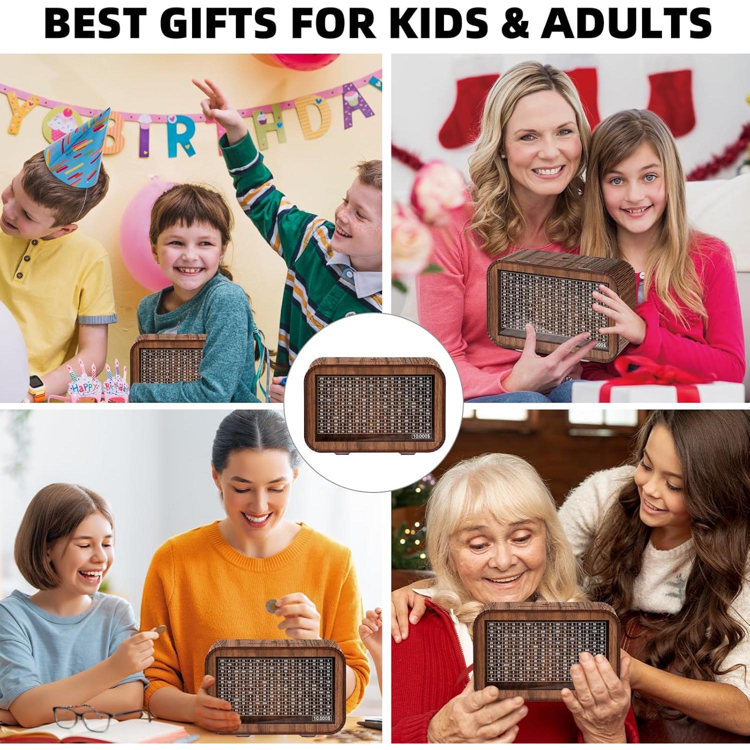 Caja de Ahorros de Madera Giftota 4-en-1 con Contador