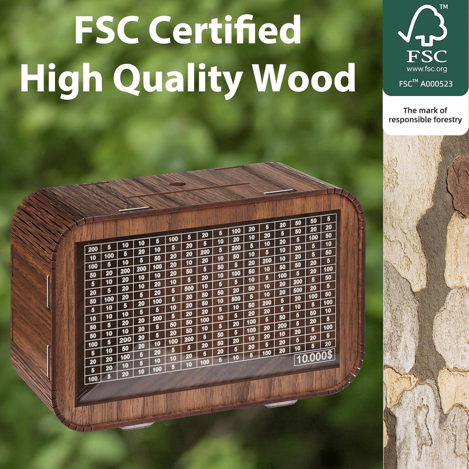 Caja de Ahorros de Madera Giftota 4-en-1 con Contador