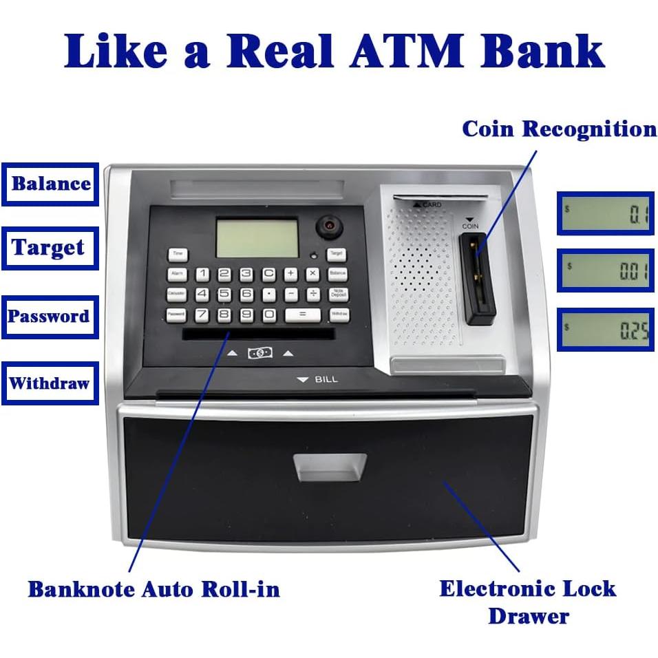 Alcancía Electrónica ATM Like Electronic G972E Negro/Plata