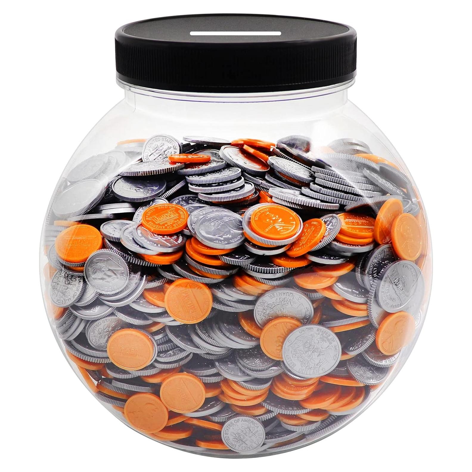 Tarro de Monedas Transparente Mczxon 3.78L con Tapa Ranurada