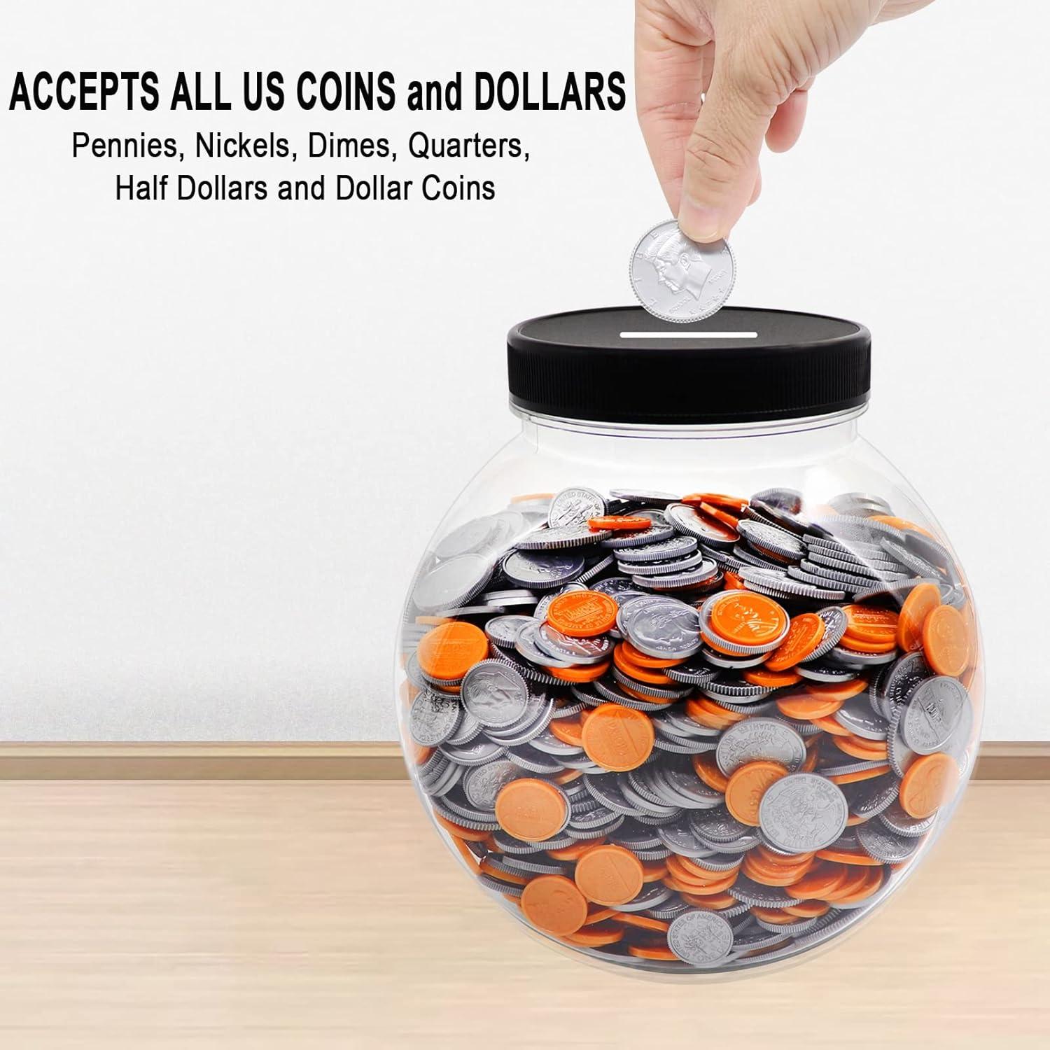 Tarro de Monedas Transparente Mczxon 3.78L con Tapa Ranurada