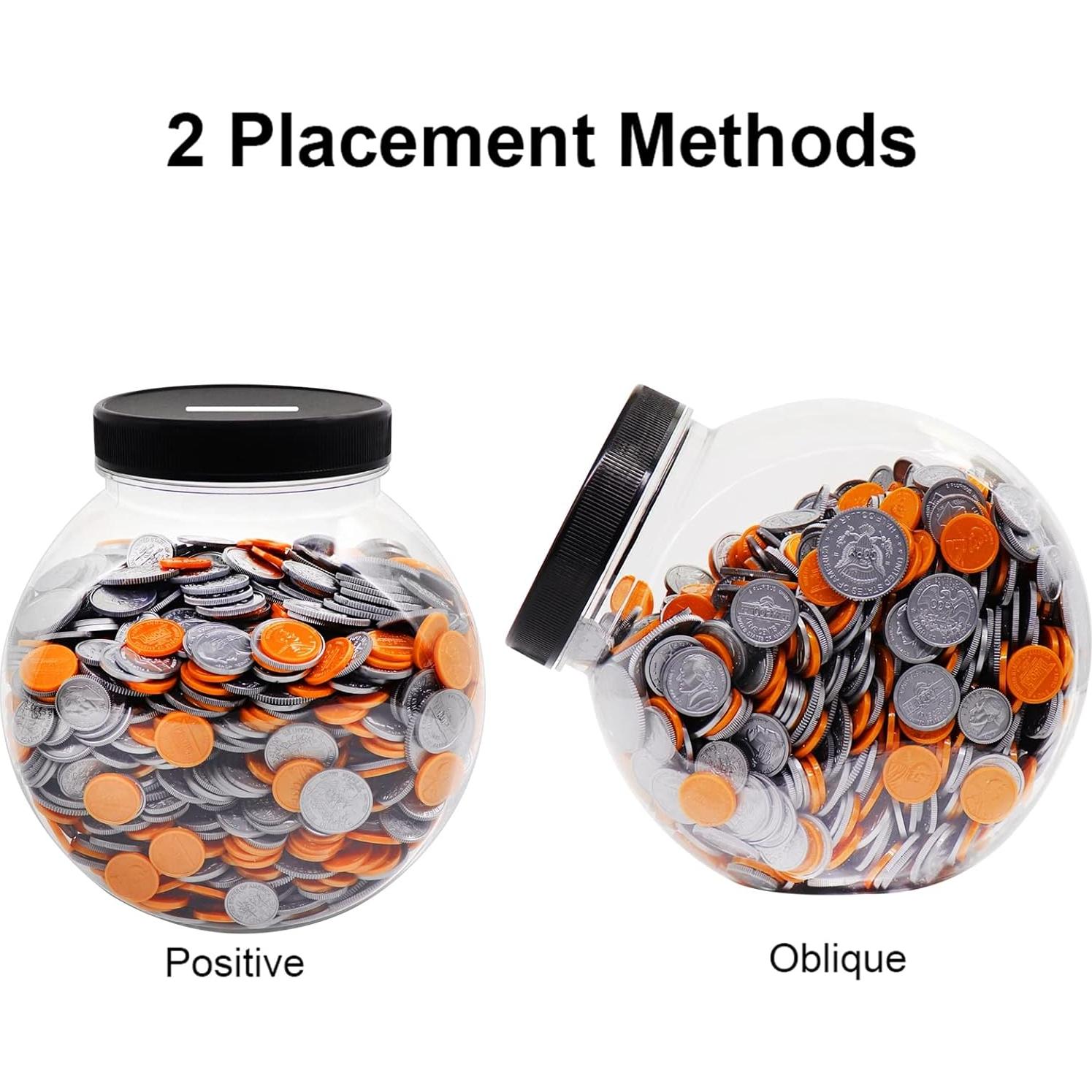 Tarro de Monedas Transparente Mczxon 3.78L con Tapa Ranurada