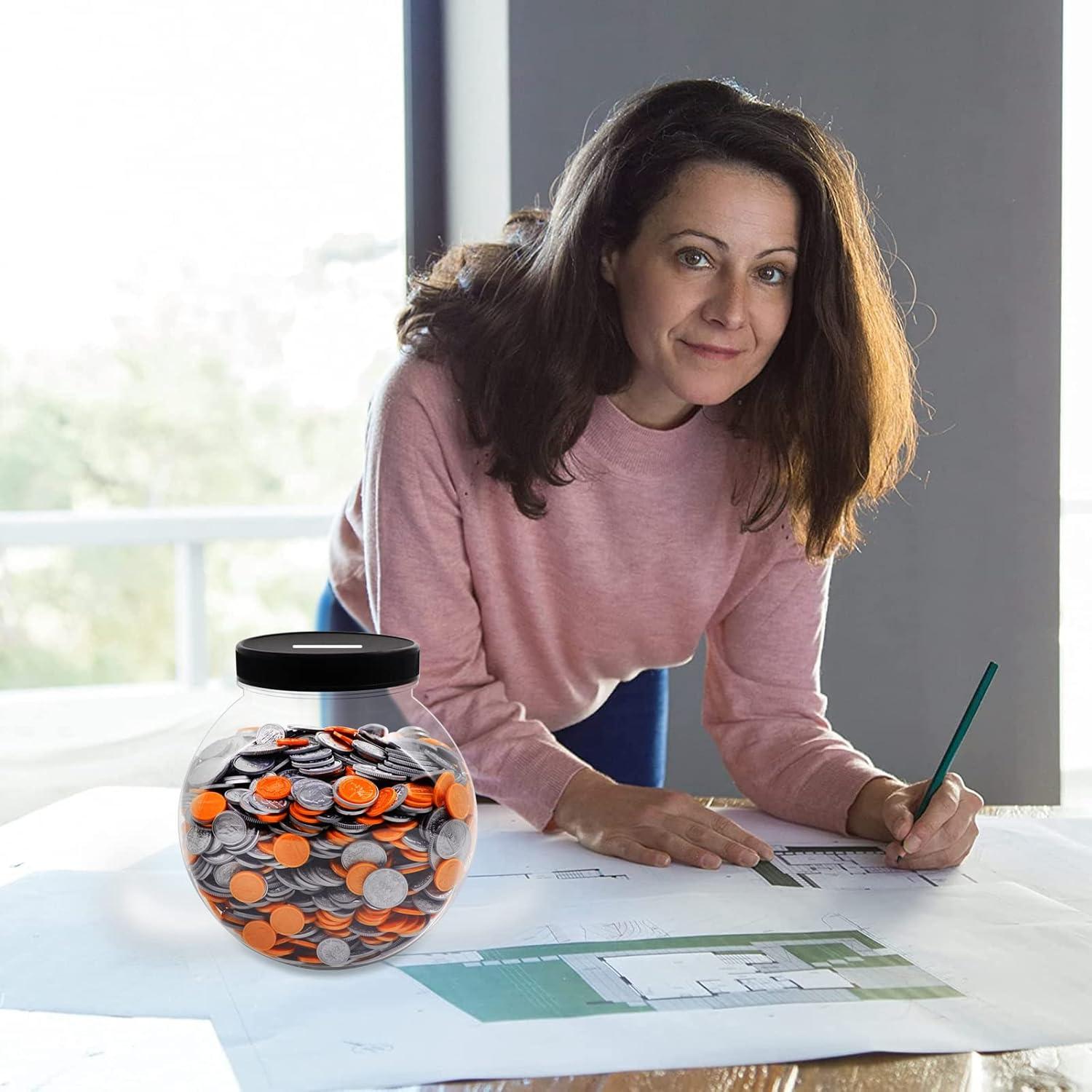 Tarro de Monedas Transparente Mczxon 3.78L con Tapa Ranurada