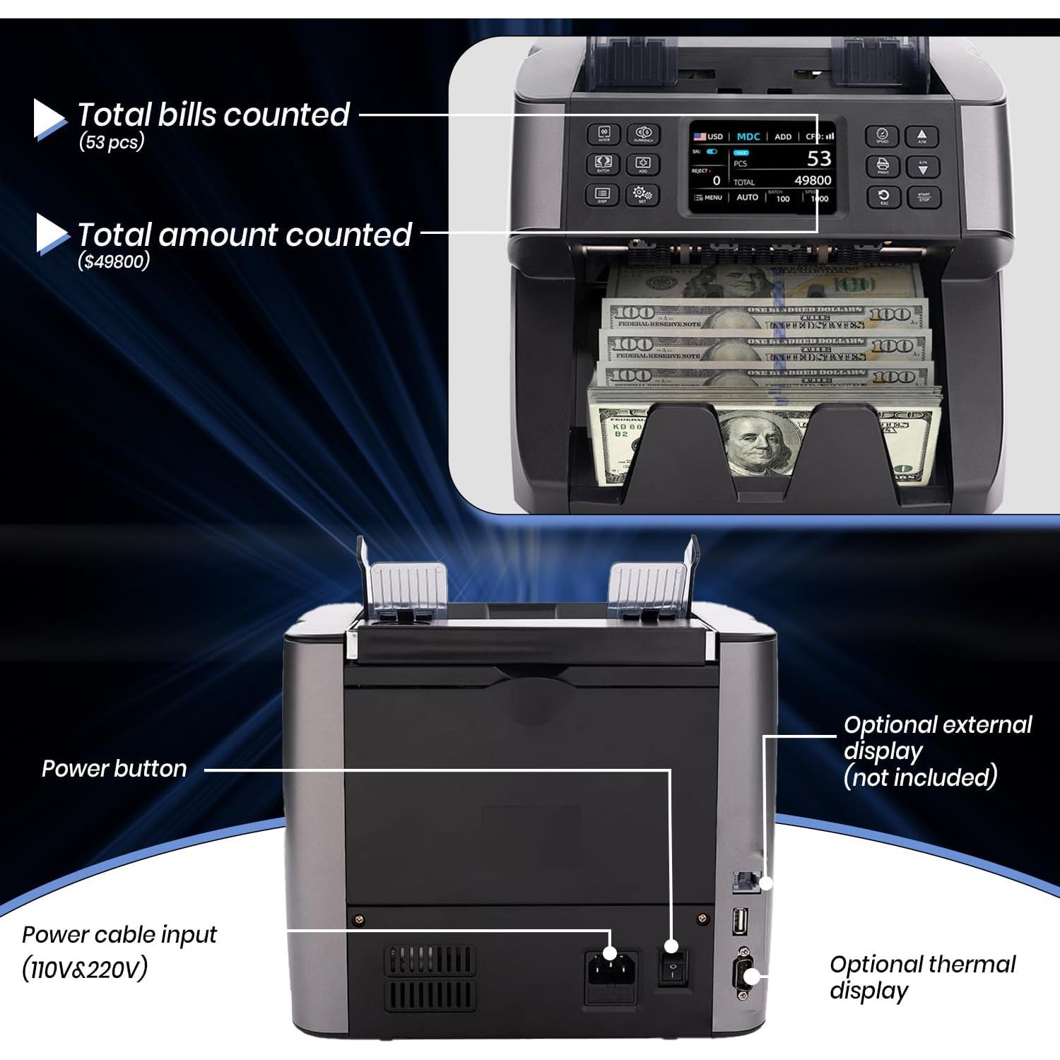 Máquina Contadora de Dinero KHIPPUS Pro5500, Detector Falsos