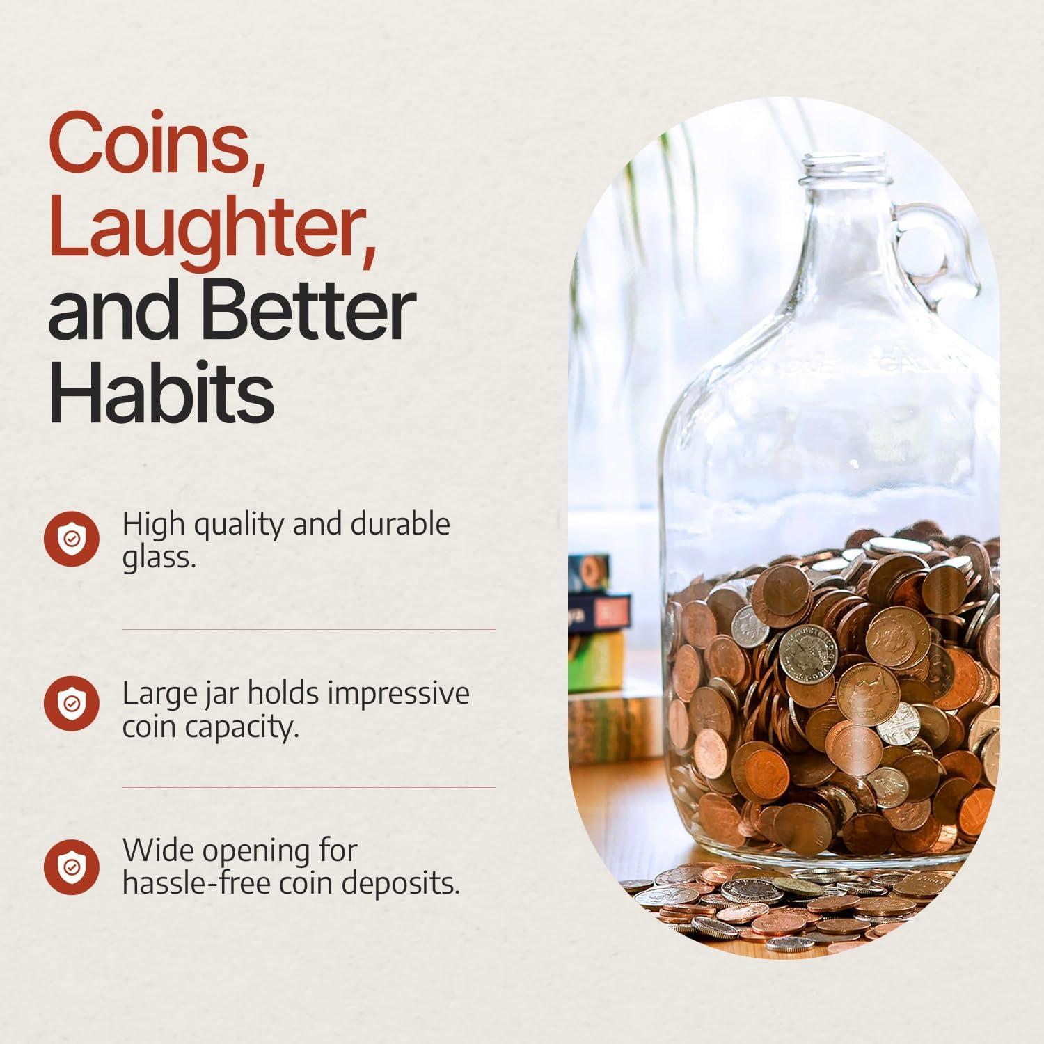 Hucha de Vidrio Grande Kitchentoolz 3.78L para Ahorrar Dinero